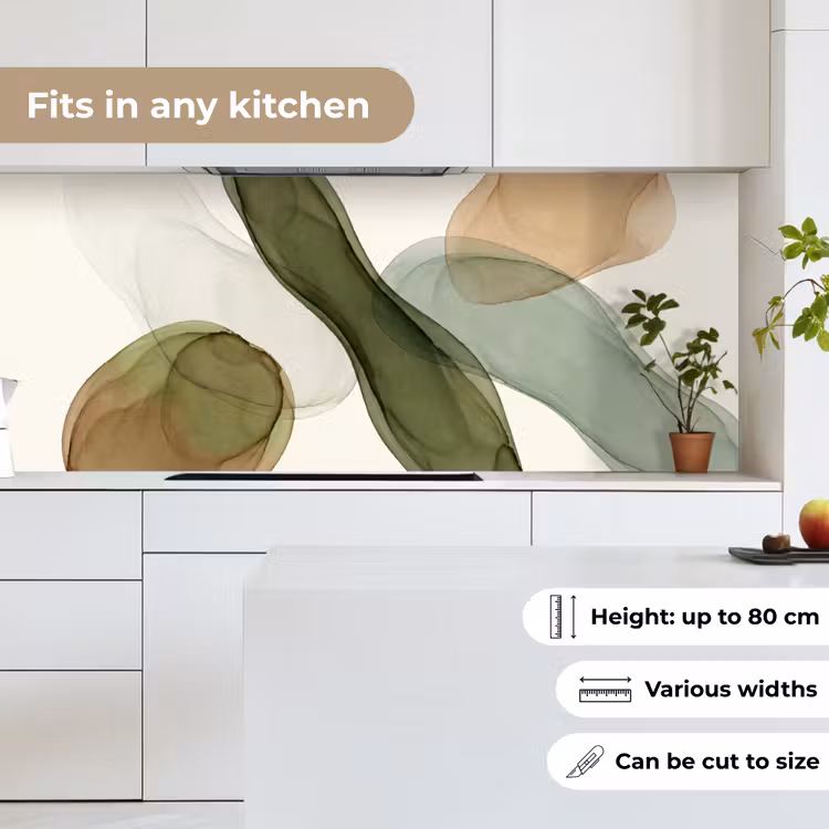 Kitchen splashback - Abstract - Shapes - Modern - Art - Green - Brown — 7