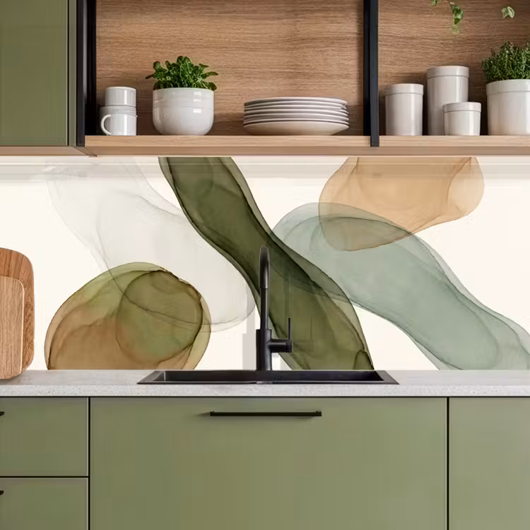 Kitchen splashback - Abstract - Shapes - Modern - Art - Green - Brown — 8