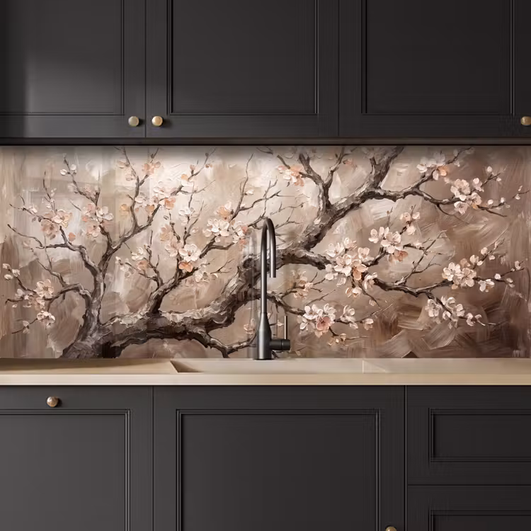Kitchen splashback - Blossom - Branches - Painting - Beige - Serene — 6