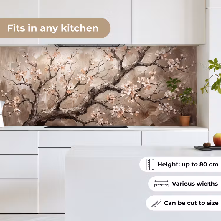 Kitchen splashback - Blossom - Branches - Painting - Beige - Serene — 7