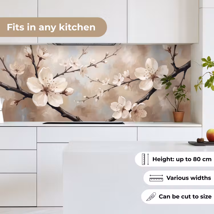 Kitchen splashback - Blossom - Branches - Painting - Beige - Serene — 7