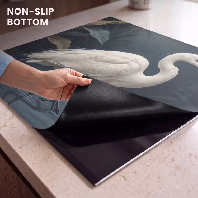 Induction hob cover - Heron - Water - Nature - Modern - White — 5
