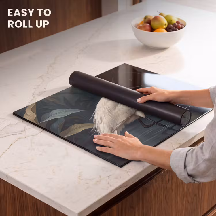 Induction hob cover - Heron - Water - Nature - Modern - White — 6