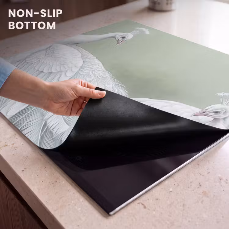 Induction hob cover - Peacocks - White - Nature - Green — 5