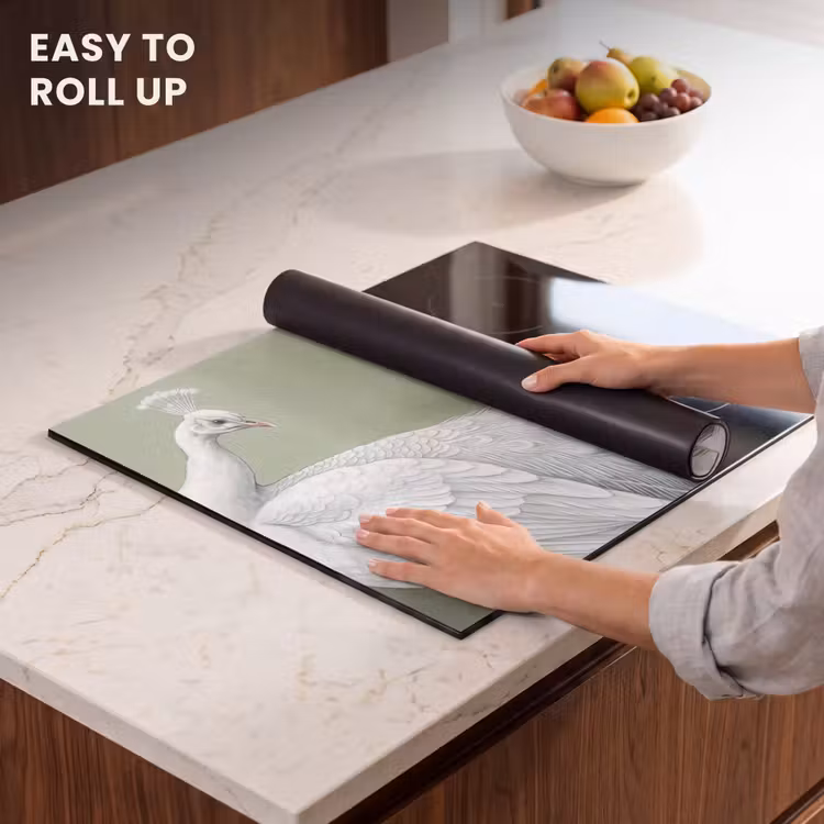 Induction hob cover - Peacocks - White - Nature - Green — 6