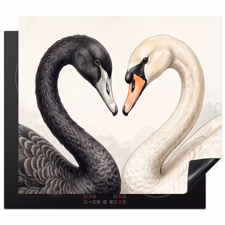Induction hob cover - Swans - Heart Shape - Animals — 1