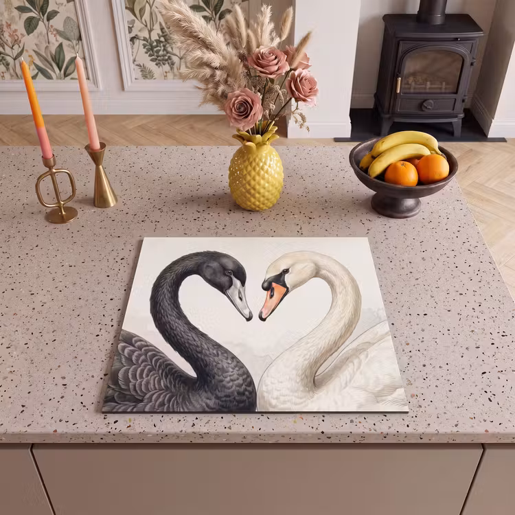 Induction hob cover - Swans - Heart Shape - Animals — 3