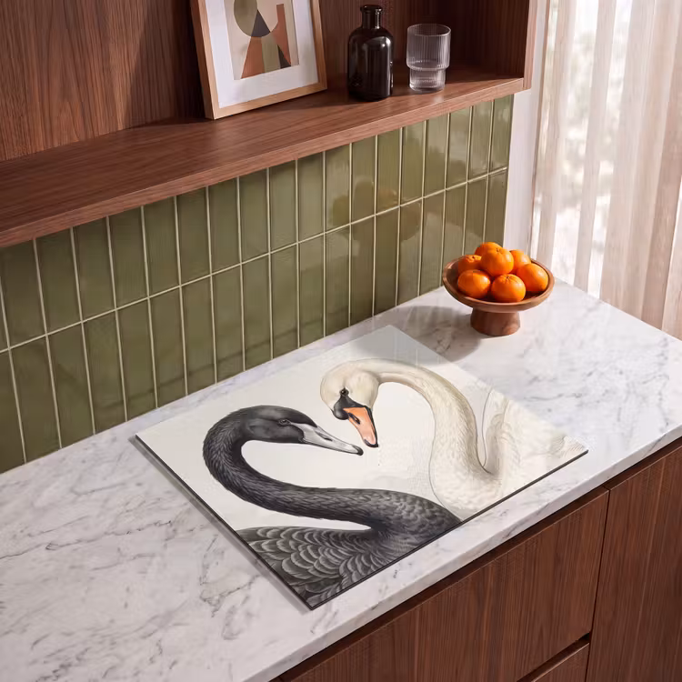 Induction hob cover - Swans - Heart Shape - Animals — 4