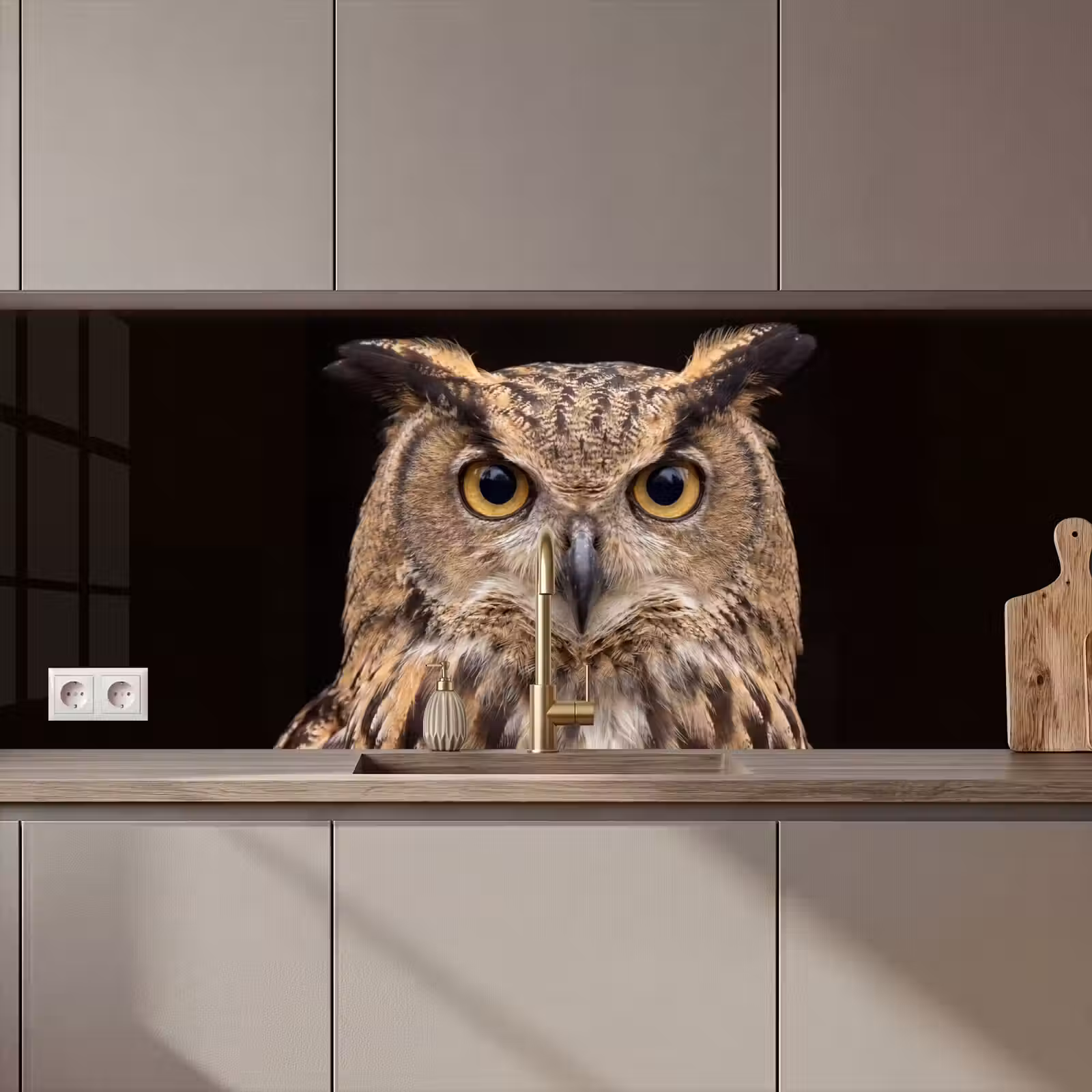 Kitchen splashback - Eagle Owl - Portrait - Brown — 1