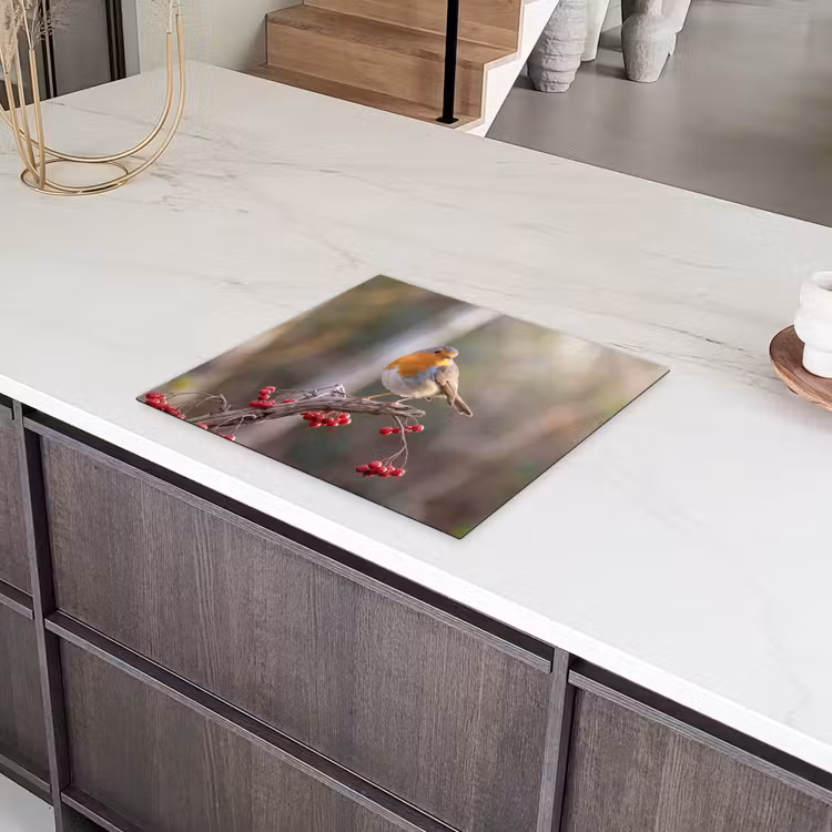 Induction hob cover - Robins - Branch - Berries - Nature — 4