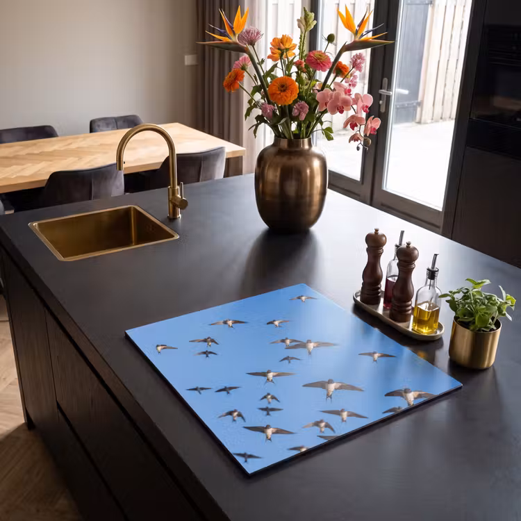 Induction hob cover - Swallows - Flies - Blue — 2
