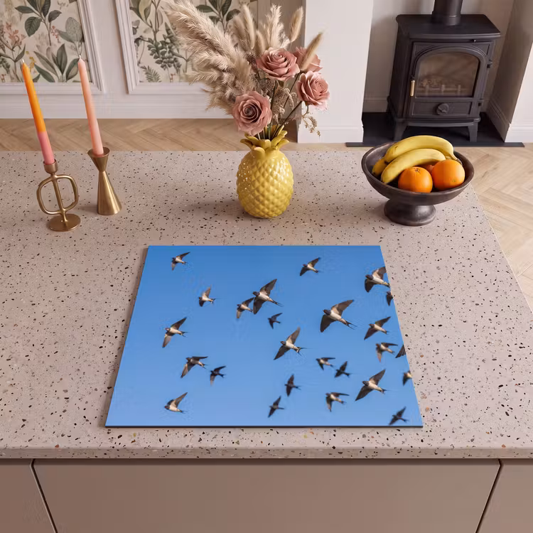 Induction hob cover - Swallows - Flies - Blue — 3