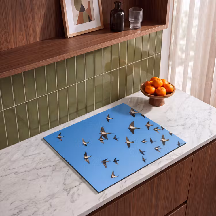 Induction hob cover - Swallows - Flies - Blue — 4