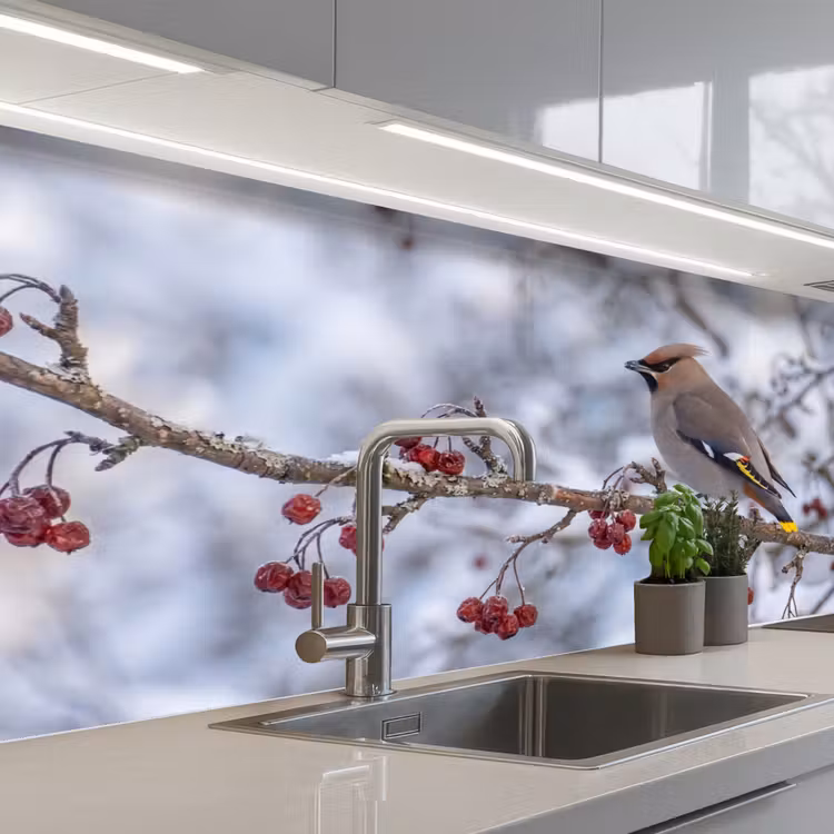 Kitchen splashback - Dormouse - Berries - Winter - Nature — 2
