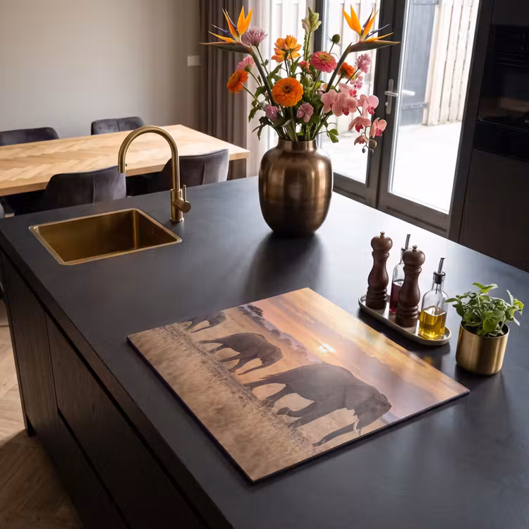 Induction hob cover - Elephants - Savannah - Sunset - Africa - Warm — 2