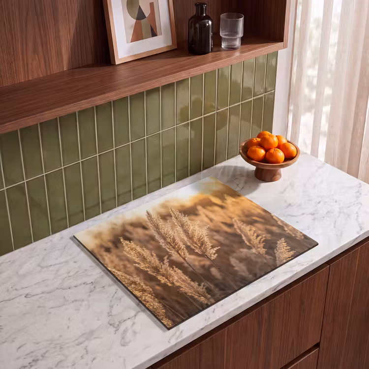 Induction hob cover - Reed plumes - Grass - Sunset - Gold - Serene — 4