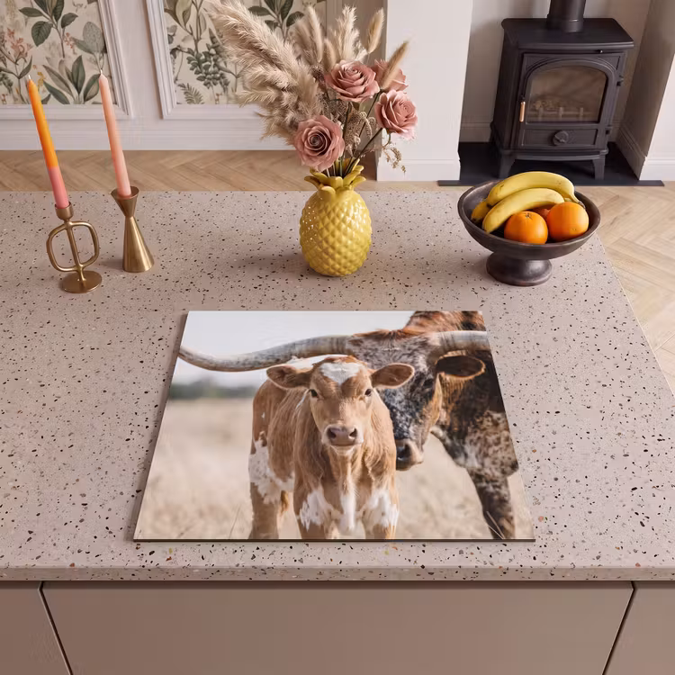 Induction hob cover - Texas Longhorn - Calf - Pasture - Animals — 3