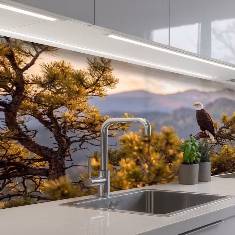 Kitchen splashback - Bald eagle - Tree - Mountains - Green — 2