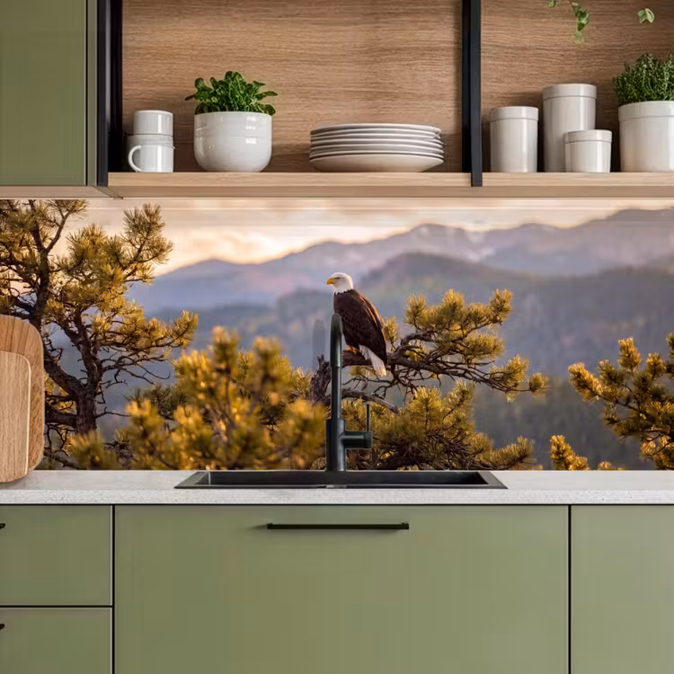 Kitchen splashback - Bald eagle - Tree - Mountains - Green — 8