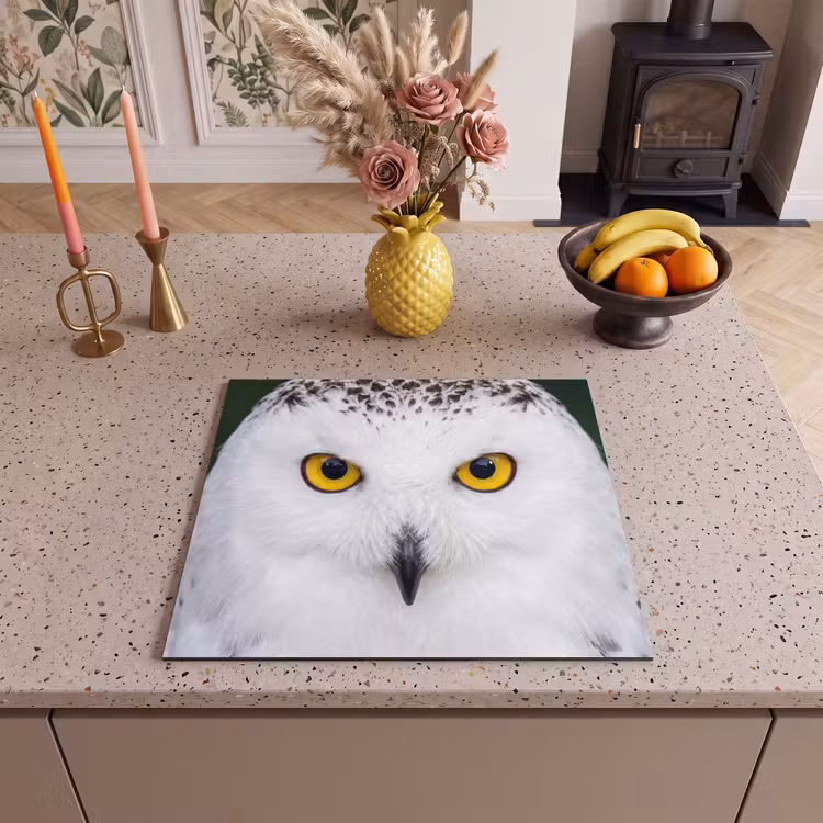 Induction hob cover - Snowy owl - Portrait - Yellow — 3