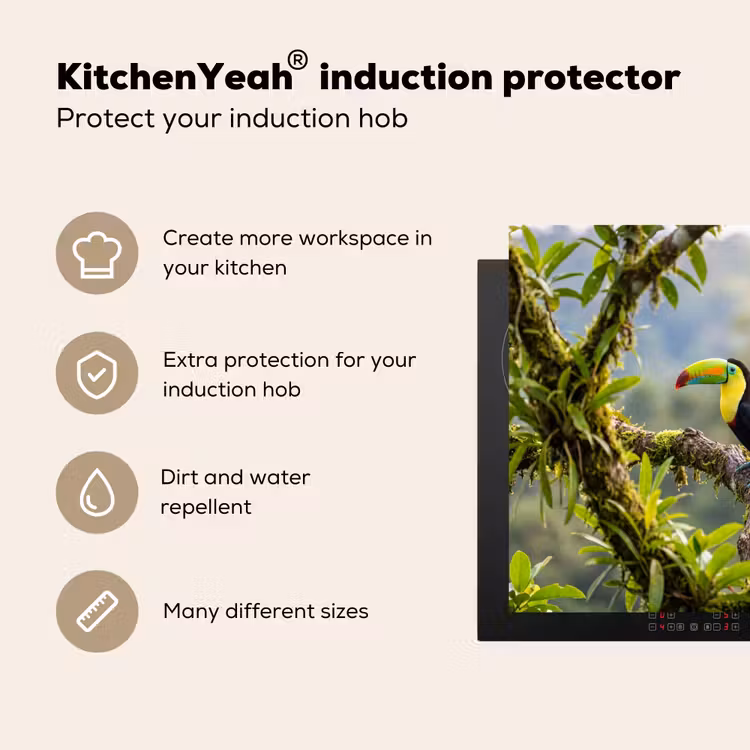 Induction hob cover - Toucan - Jungle - Nature - Colorful — 7