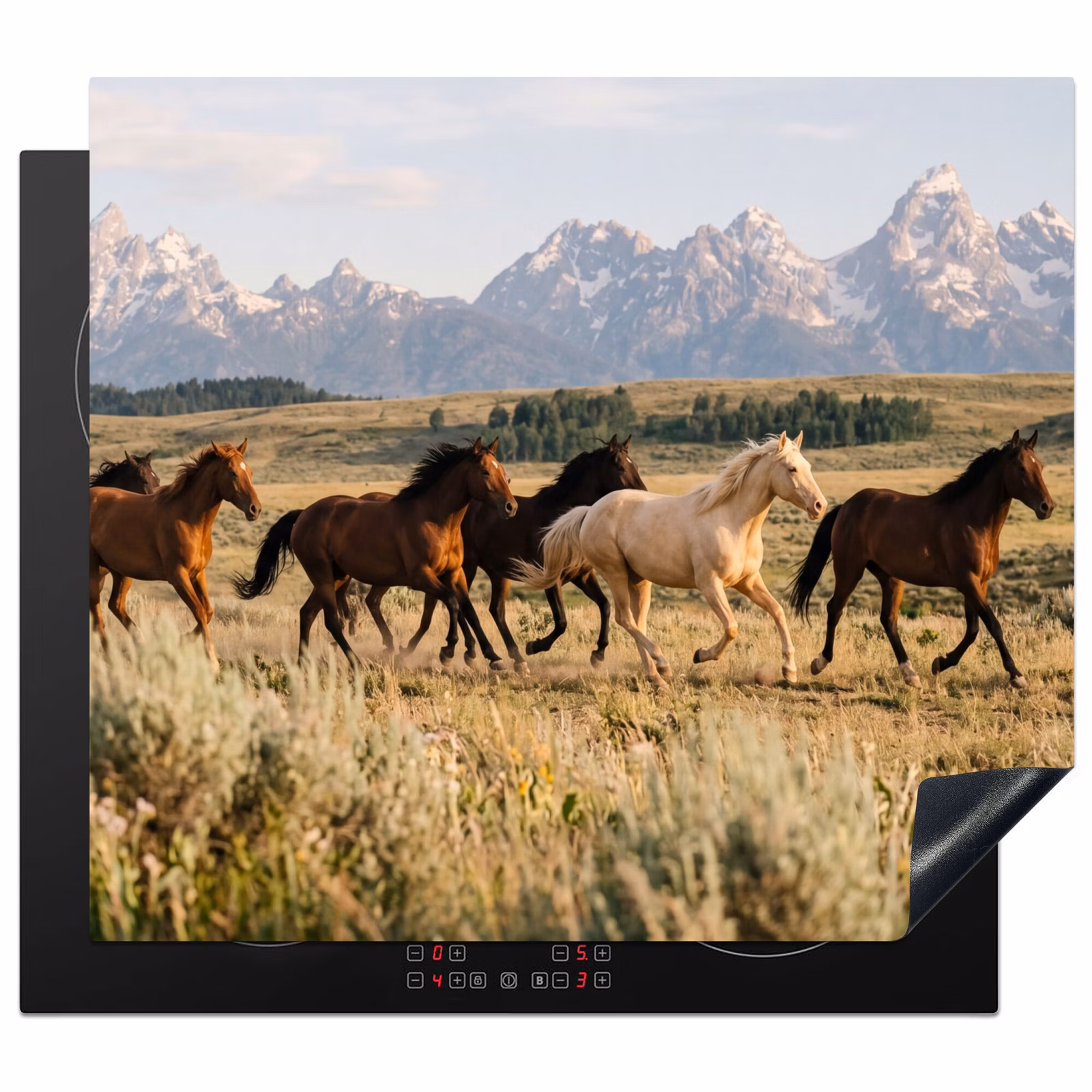 Induction hob cover - Horses - Herd - Mountains - Freedom - Wild — 1