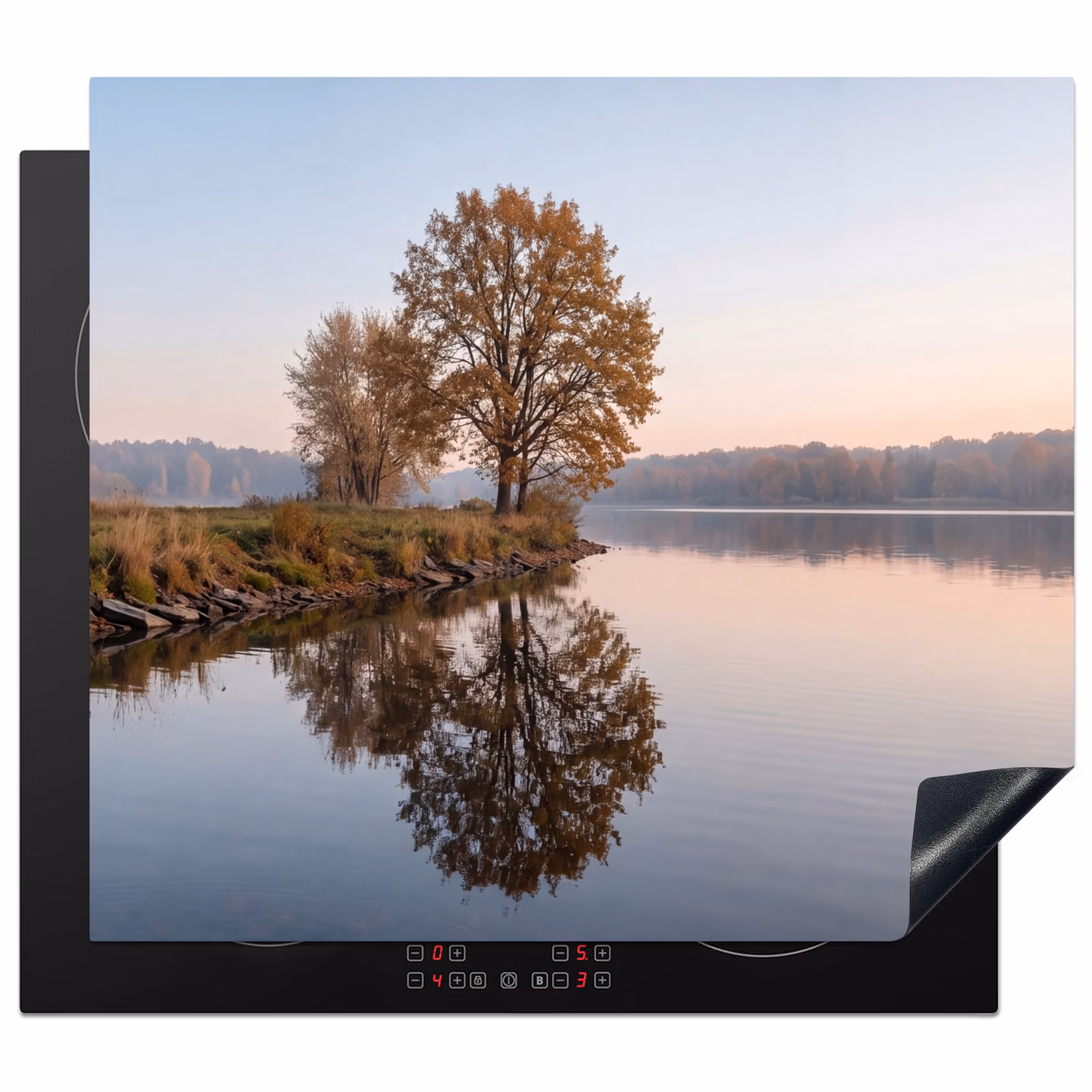 Induction hob cover - Trees - Reflection - Water - Sunrise - Serene — 1