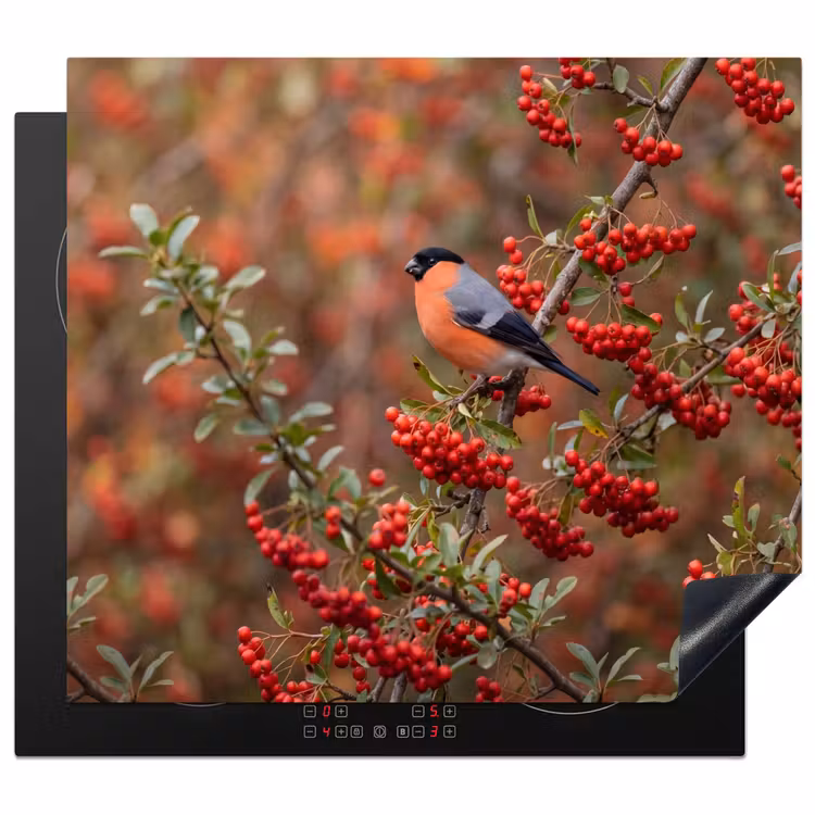 Induction hob cover - Bullfinch - Berries - Autumn - Nature - Colorful — 1