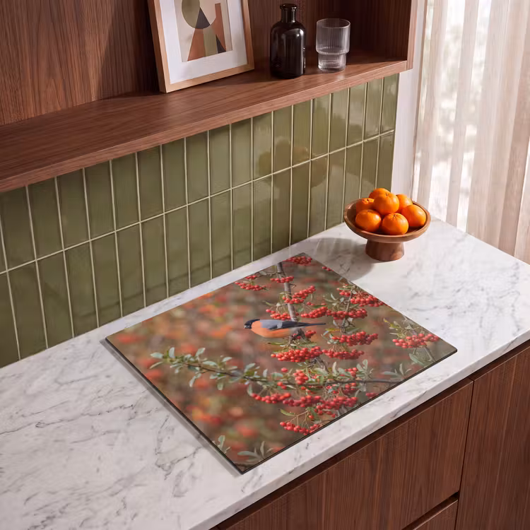 Induction hob cover - Bullfinch - Berries - Autumn - Nature - Colorful — 4
