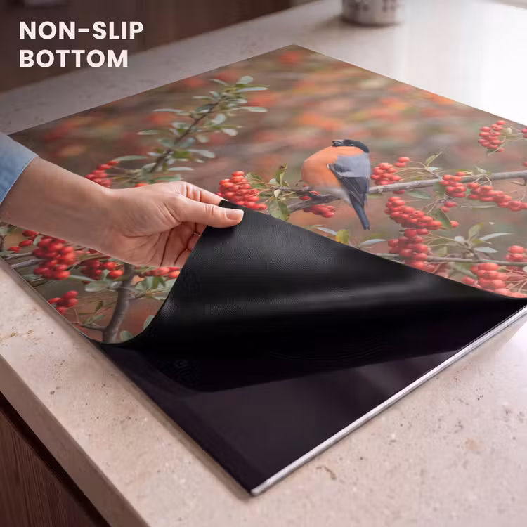 Induction hob cover - Bullfinch - Berries - Autumn - Nature - Colorful — 5