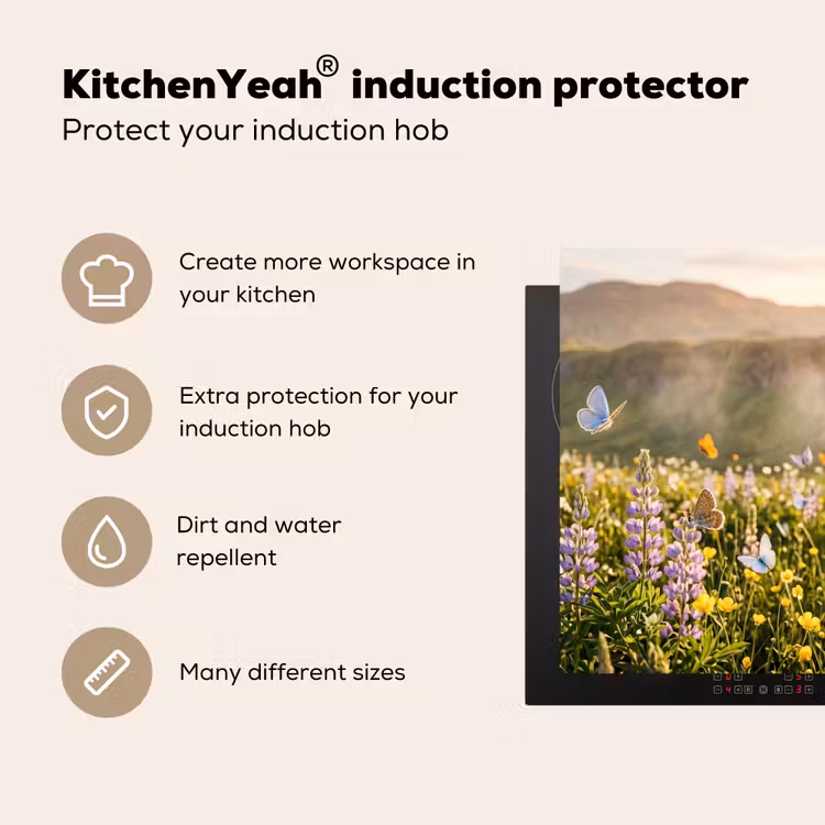 Induction hob cover - Butterflies - Waterfall - Field of flowers — 7