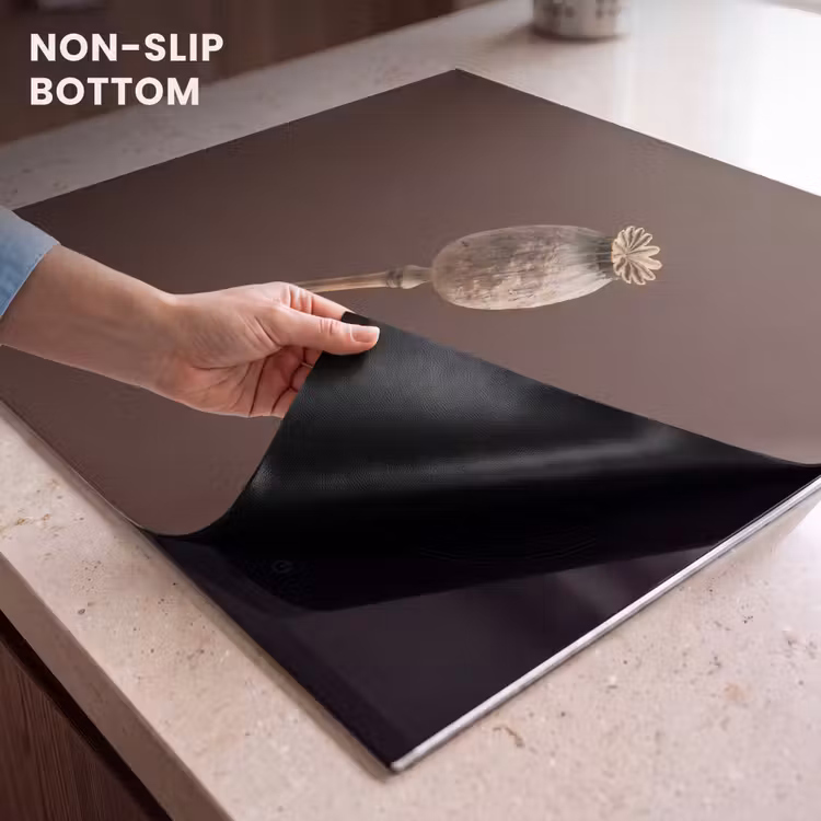 Induction hob cover - Poppy bulb - Dry flower - Brown - Minimalist — 5