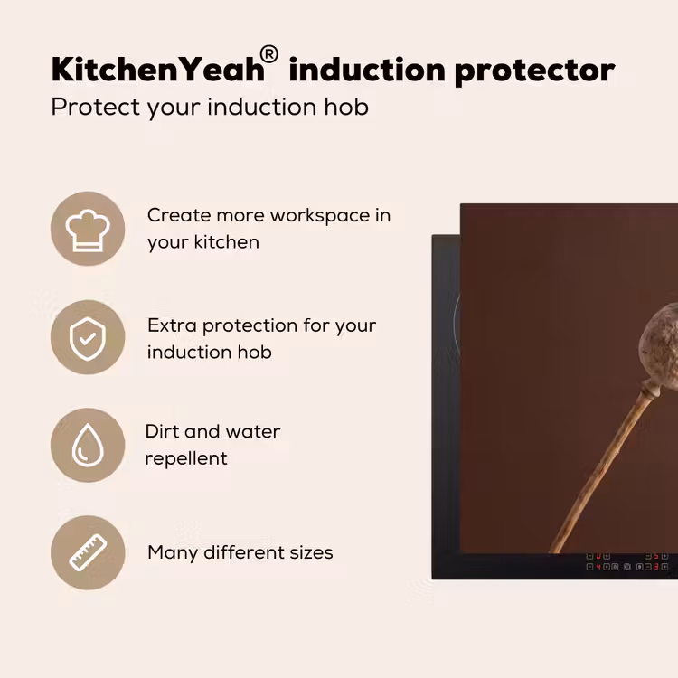 Induction hob cover - Poppy bulb - Dry flower - Brown - Minimalist — 7