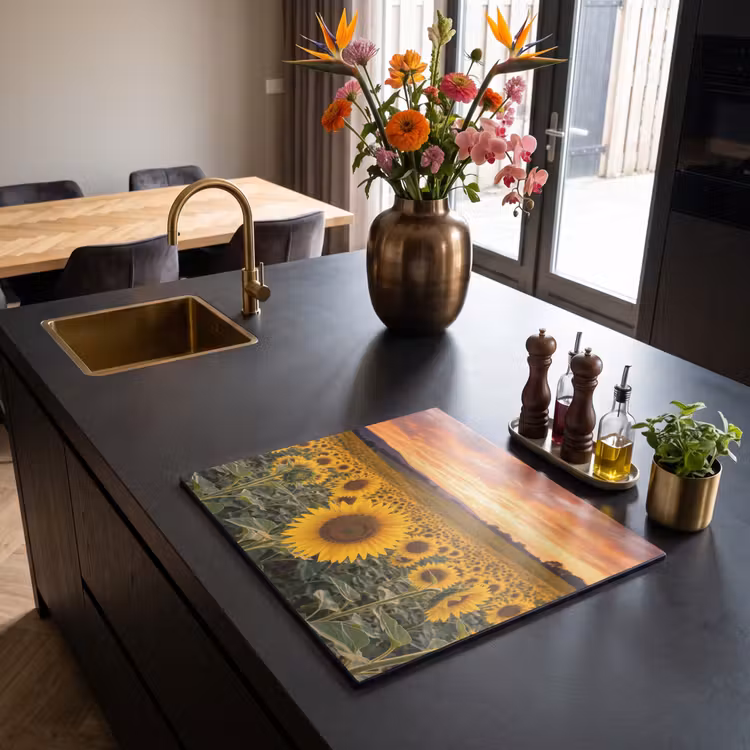 Induction hob cover - Sunflowers - Hill Landscape - Yellow — 2