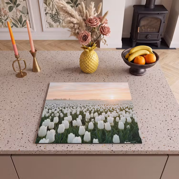 Induction hob cover - Tulips - Landscape - White — 3