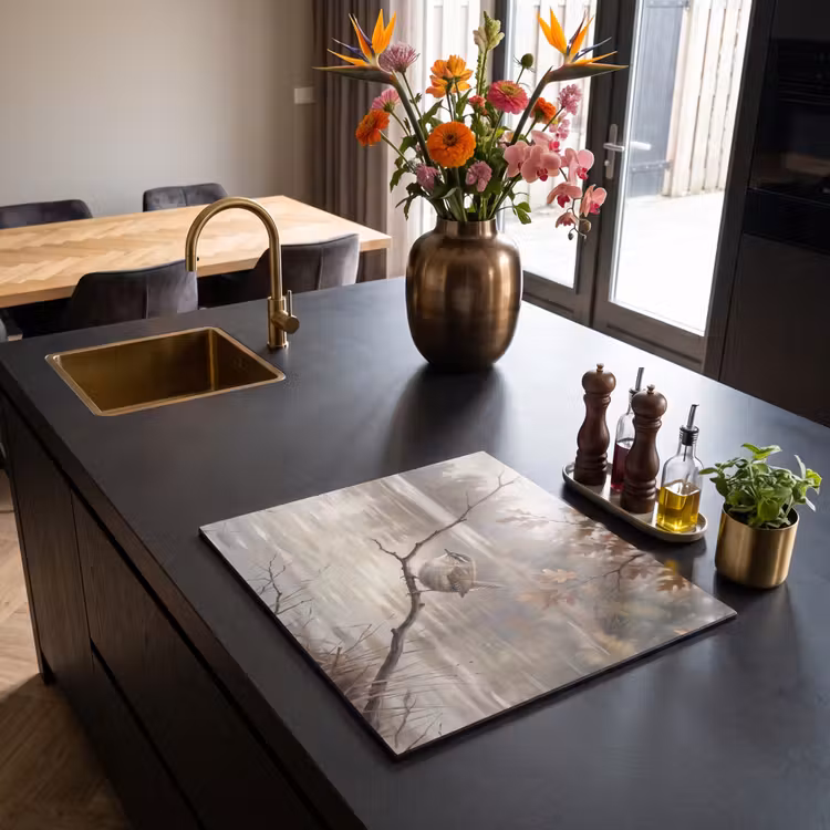Induction hob cover - Wren - Branch - River - Nature - Atmospheric — 2