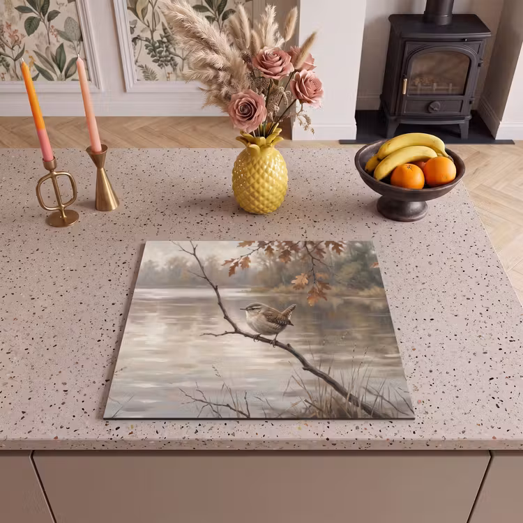 Induction hob cover - Wren - Branch - River - Nature - Atmospheric — 3