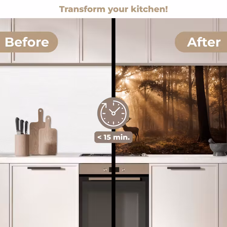 Kitchen splashback - Deer - Forest - Misty - Nature - Gold — 3