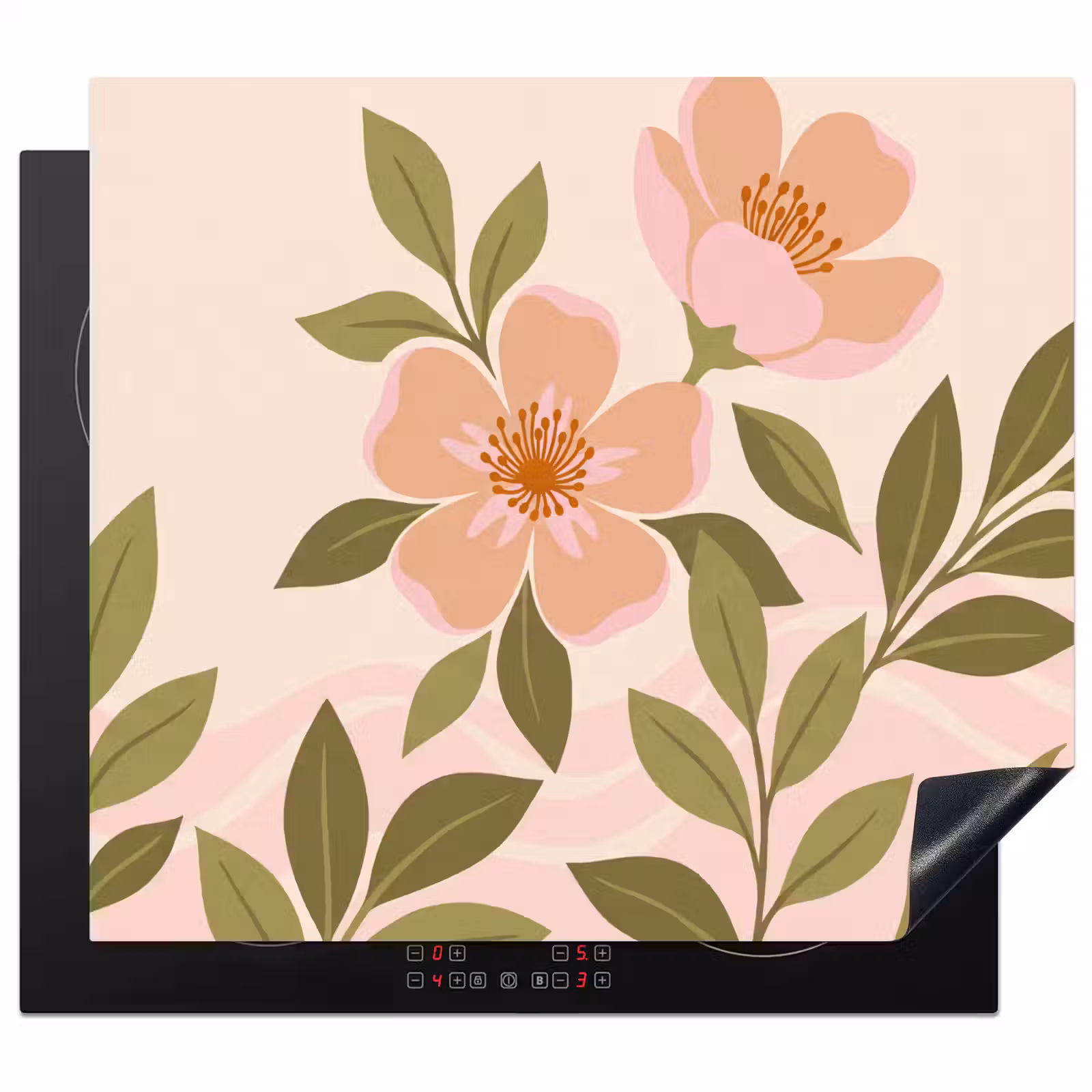 Induction hob cover - Graphic - Flowers - Pink — 1