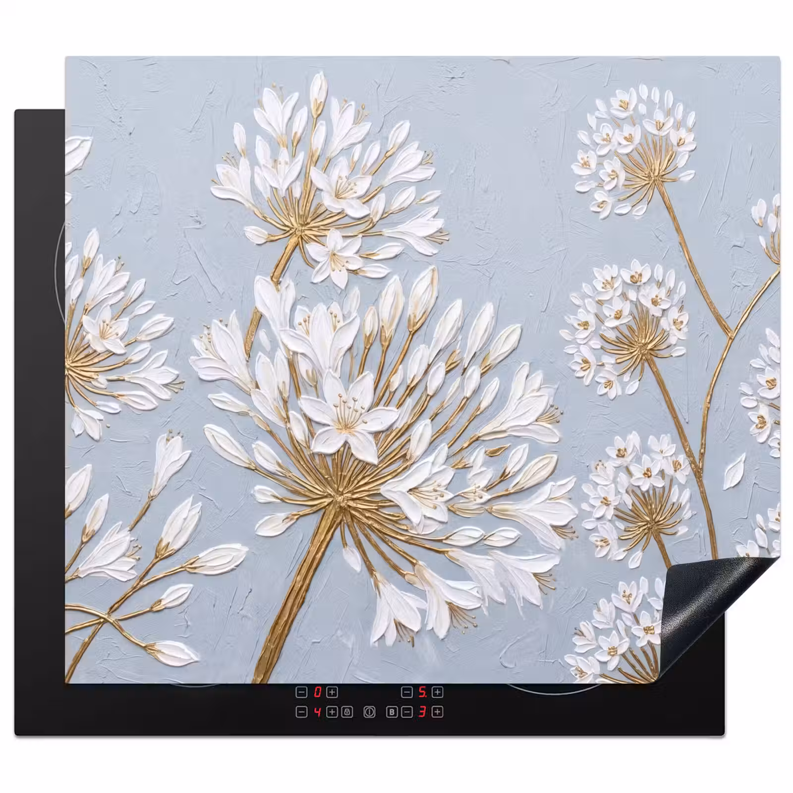 Induction hob cover - Illustration - Flowers - Blue — 1