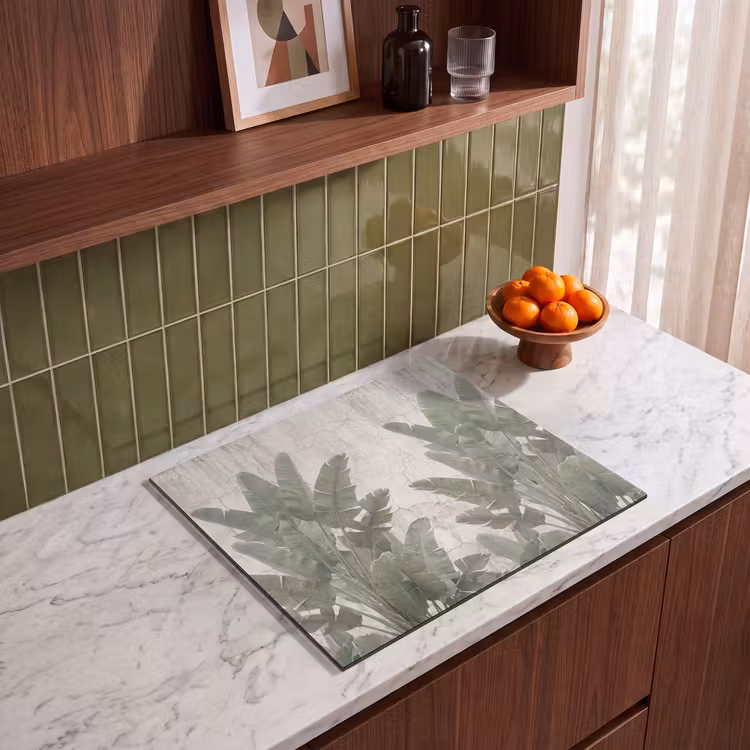 Induction hob cover - Banana leaves - Concrete - Green — 4