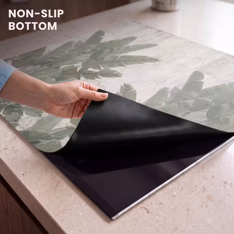 Induction hob cover - Banana leaves - Concrete - Green — 5