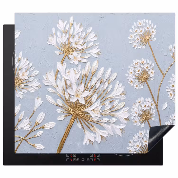 Induction hob cover - Illustration - Flowers - Blue — 1