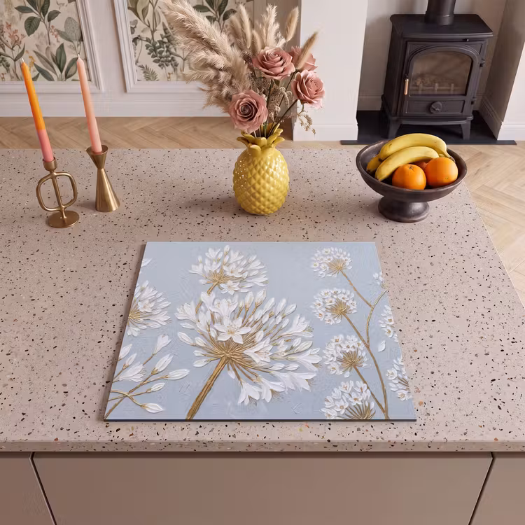 Induction hob cover - Illustration - Flowers - Blue — 3