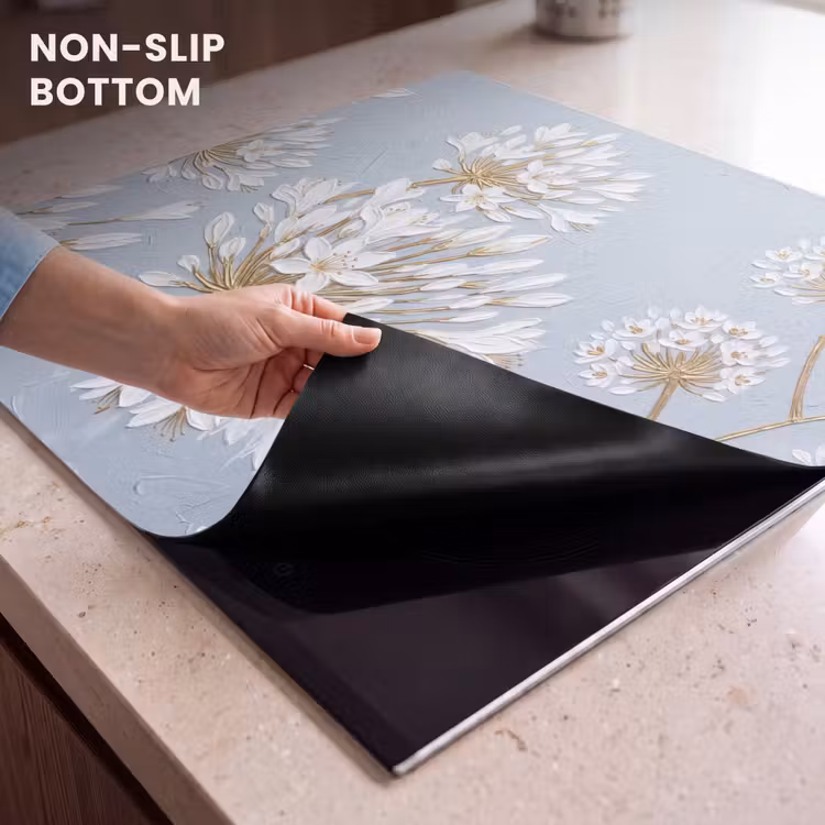 Induction hob cover - Illustration - Flowers - Blue — 5