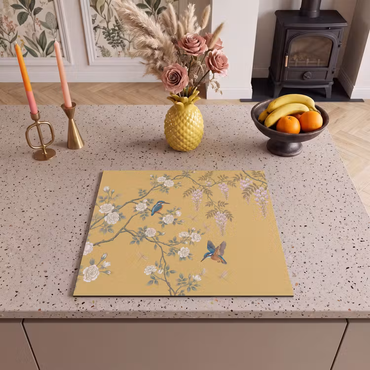 Induction hob cover - Kingfishers - Blossom - Yellow — 3