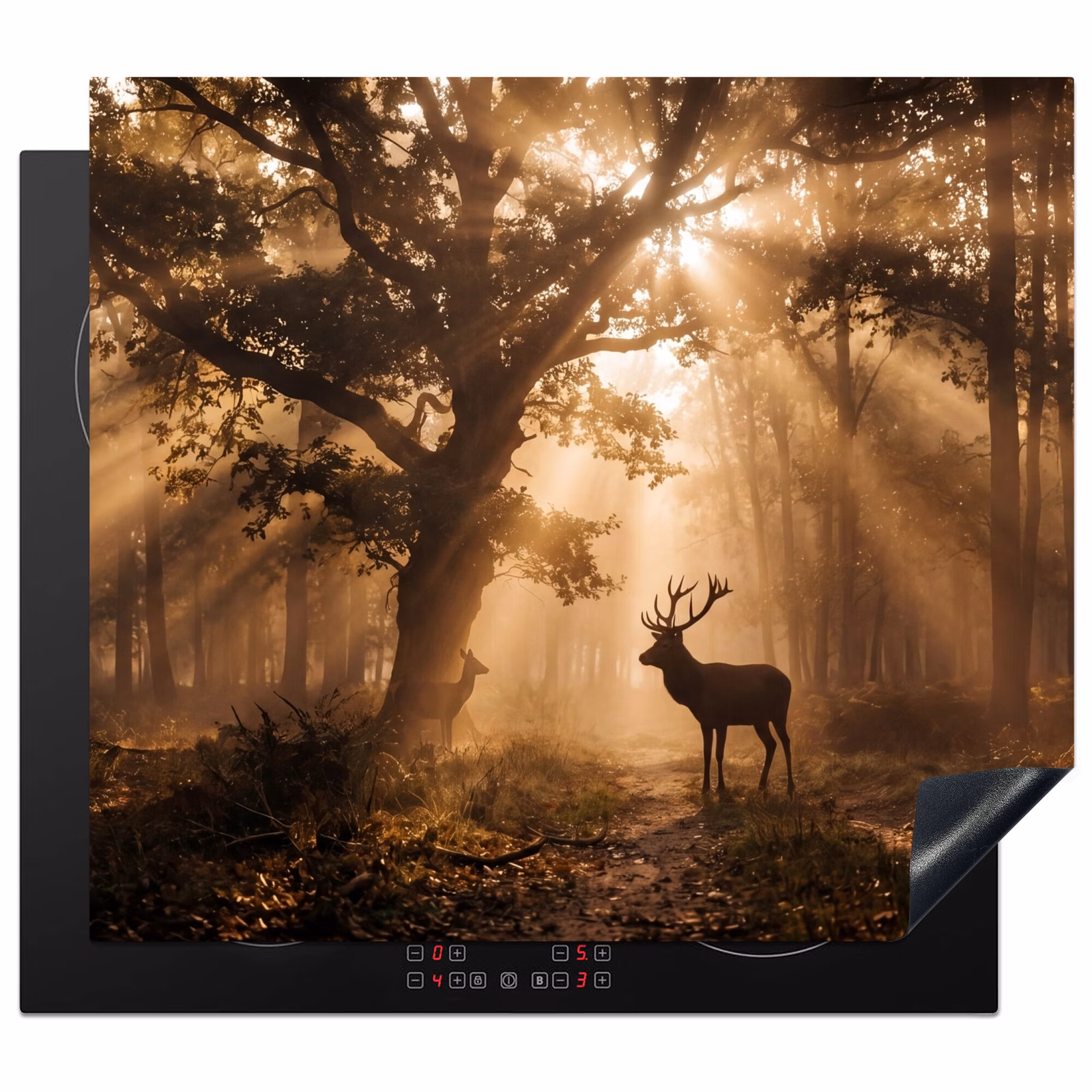 Induction hob cover - Deer - Forest - Misty - Nature - Gold — 1