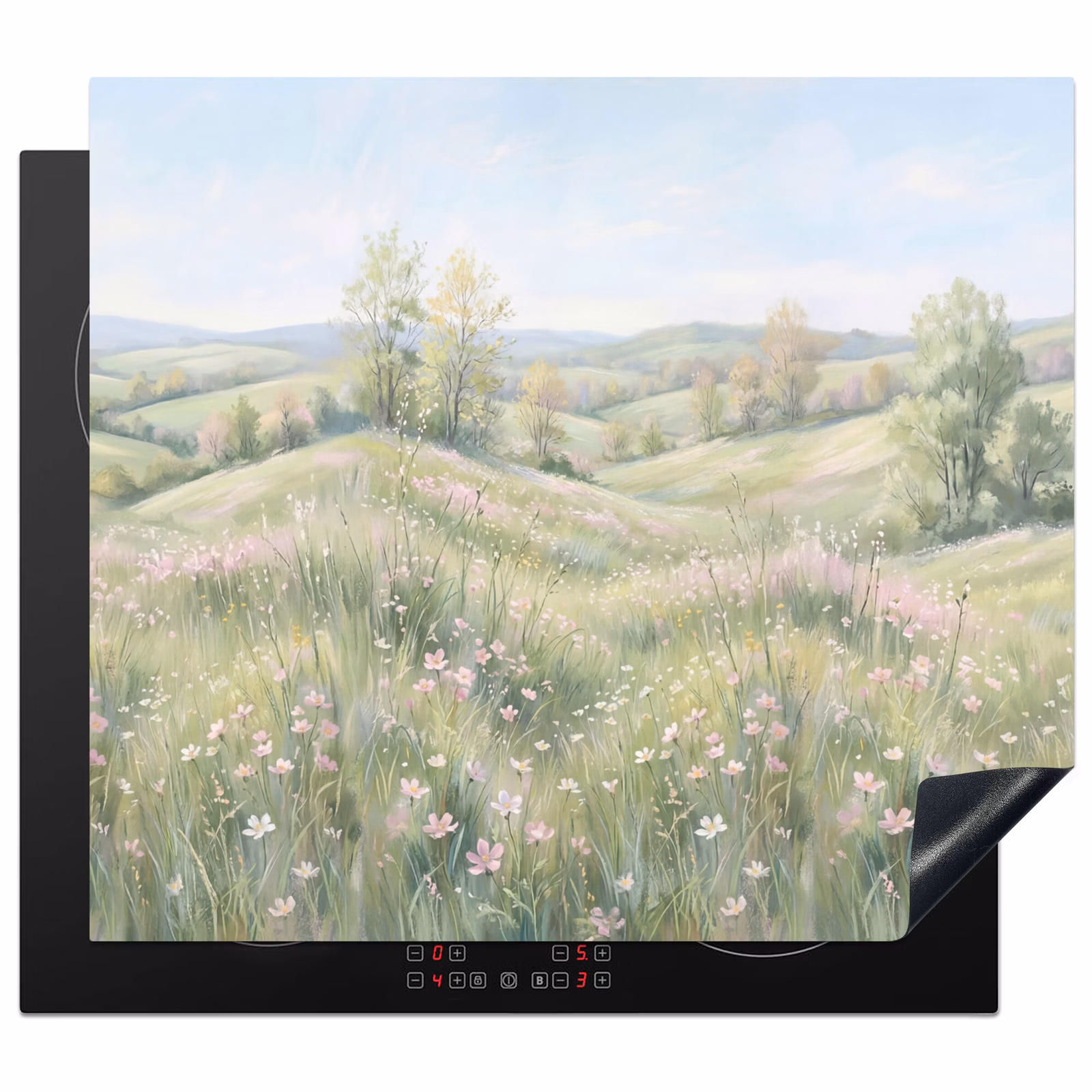Induction hob cover - Flower field - Flowers - Green — 1