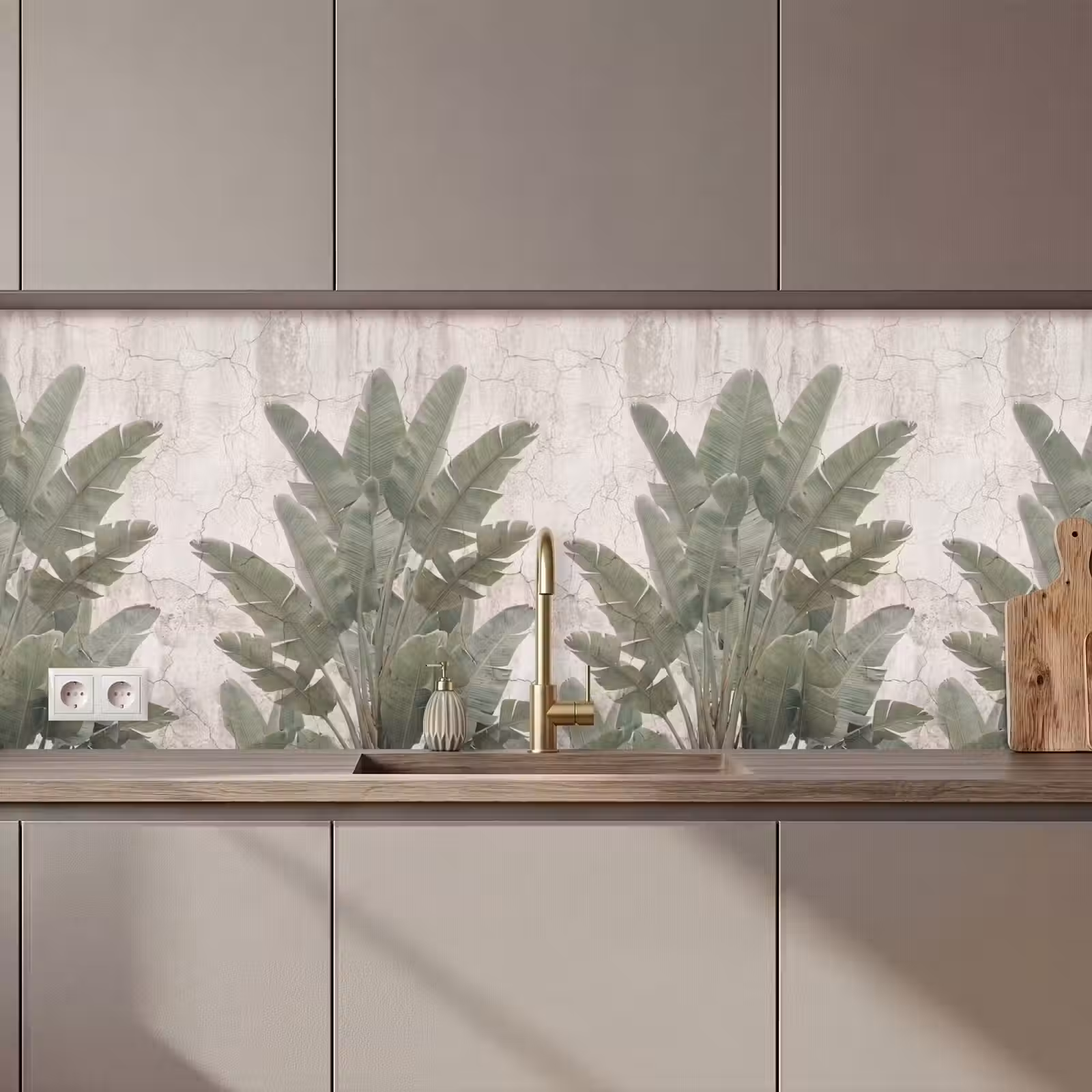 Kitchen splashback - Banana leaves - Concrete - Green — 1