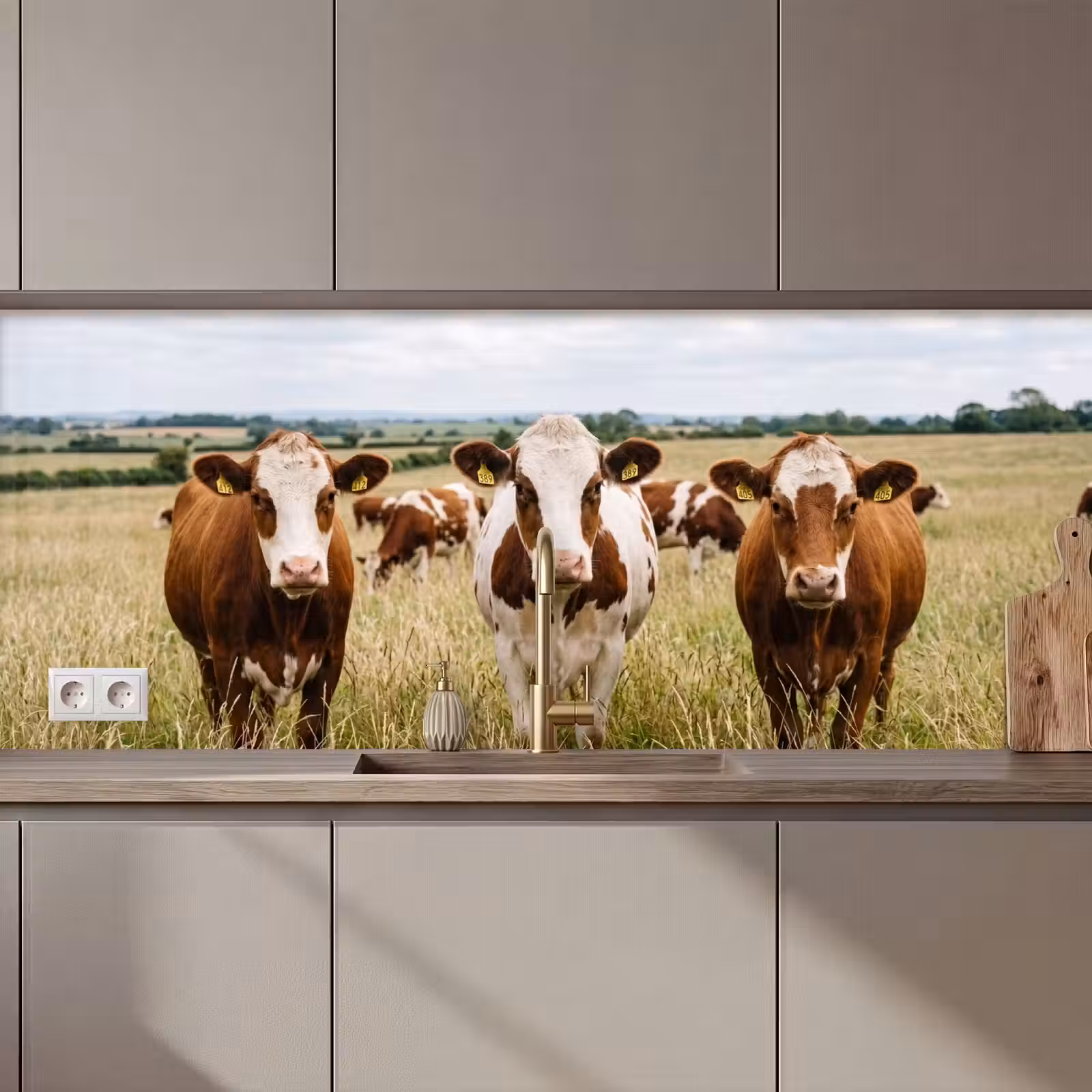 Kitchen splashback - Cows - Portrait - Meadow - Farm - Curious — 1